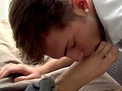 youthfull man who adores soles strokes his ample long sword