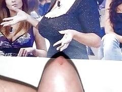 Cumtribute on big boobs of italian tv celebrity