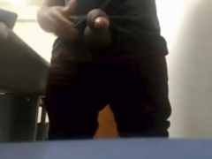 MILKING HIS BIG UNCUT BRAZILIAN DONKEY DICK AT WORK 2