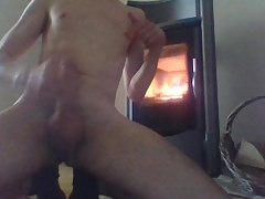 Big cum by the fireplace