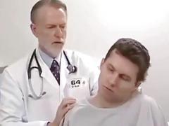 Pervert gay doctor touching younger man footage