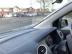 Quick horny carpark wank in pink stockings panties pvc