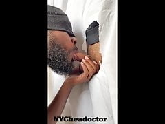 NYC Gloryhole 3 sucking off another fan