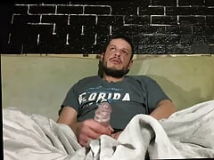 Jerking Off, Cum in Condom, BIG COCK.