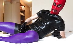 Enjoying the new red latex mask