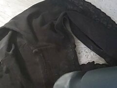Cum in wifes black panties