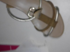 shoejob cum on gucci sandals
