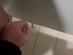 Heterosexual fellow caught jacking in the public rest room