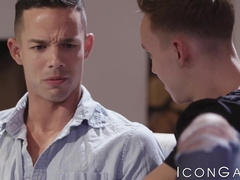 Inked gay Nick Sahara bareback banged shy twink