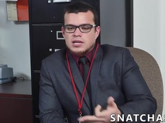 Hunks smashing this geeks asshole in the office afte work