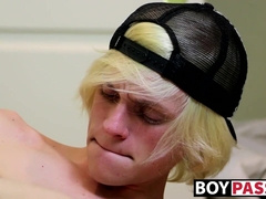 Filling his booty with his fav toy and masturbating hard