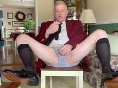 Horny old man gets off with big gay balls and a massive orgasm