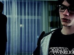 Twink with glasses analpounded hardcore and sprayed with cum