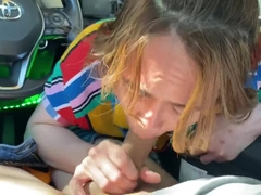 Chinese Twunk Inhales Humungous White Fuckpole & Guzzles Fountain in the Truck