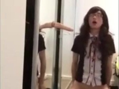 Crossdressing schoolgirl fucks and sucks 7