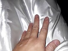 Masturbating and onanie wearing satin silk slip