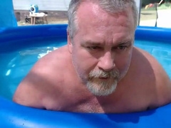 Bearded Dad Plays Bare by the Pool