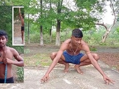 stepdad shows push-up to son
