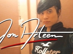Adorable Japanese guy urinates in the restroom while wearing multiple layers of clothes and underwear