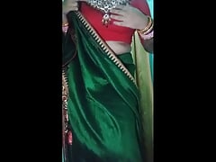 Indian Gay Crossdresser Gaurisissy wearing the Green Saree  xxx and feeling sexy.