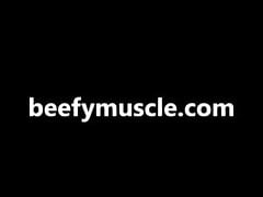 Asian beefy muscle boy riding a big cock