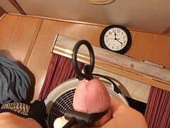 A hollow urethral sound and estim torture makes cum ooze up and out.
