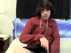 Skinny straightie unleashes his hairy cock and cums