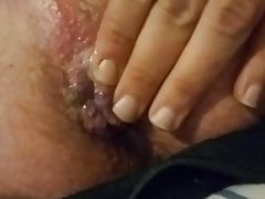 Pushing out Daddy's Creampie