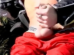 Cool guy Roma enjoys smoking and jerking off simultaneously