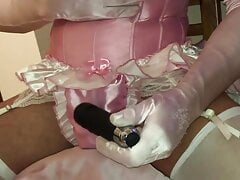Sissy Rubbing in Frilly Sissy Panties listening to Masters Humiliation