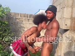 Met my street crush for a quick outdoor session where he happily took my load on his face