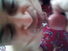 short cum eating video