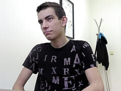 Skinny twink can't get it up during an audition, ew