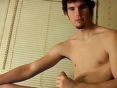 Solo twink Hunter stokes straight cock in kitchen solo