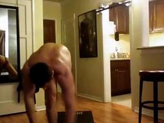 Latino stud does naked yoga to arouse the masses