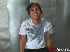 Young latino amateur with tattoos 1st masturbation interview