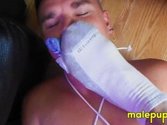 Leo Blues big cock was erected as Richard Lennox teased it with his foot