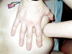 Master fucking His slave with strap on and double cock dildo