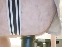 Spun out riding the bigger dildo