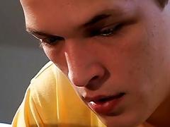 Attractive young man smoking solo and stroking his big cock