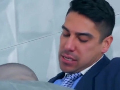 Jock executive has his cock sucked before fucking his man