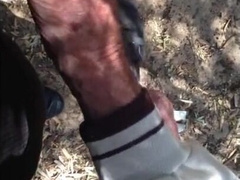 Elder Guys Masturbate Young Lollipop Outdoors