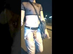 Showing off in public, average cock, showing dick
