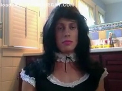 girlsy Maid bounces on cock and cums for dom