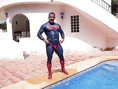 Superman gets his thonged spandex suit soaking wet
