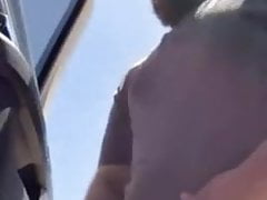 MAN BUSTS A NUT OUTSIDE HIS TRUCK