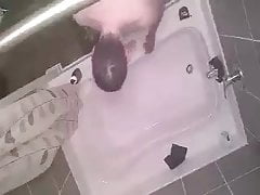 Taking a big dildo
