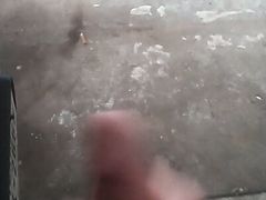 In the garage Jerking my big 8" cock