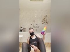 Crossdresser Twink Inserting Dildos Deeper And Harder, Cumming A Lot