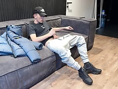 Dude jerked off big cock after college